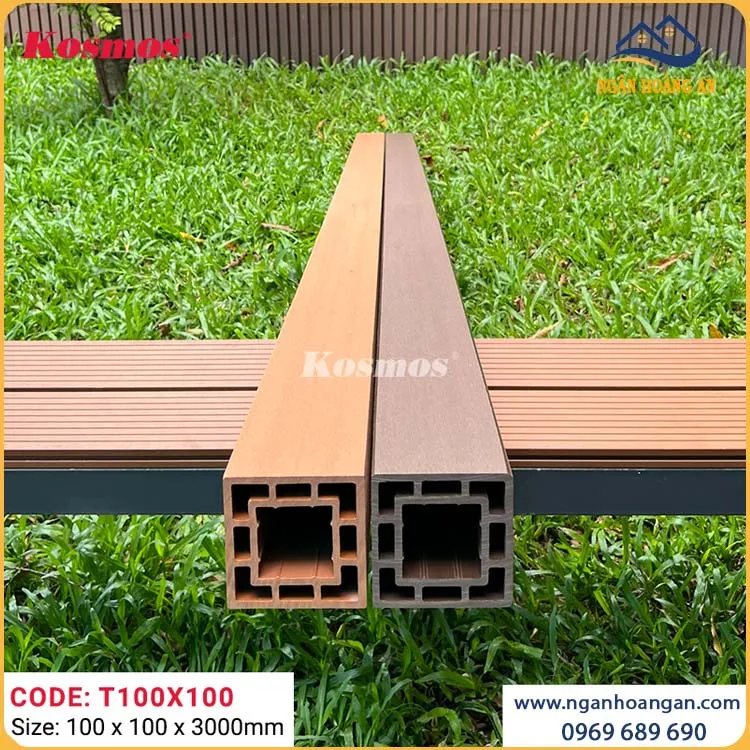 Trụ Pergola Giàn Hoa Gỗ Nhựa Ngoài Trời Kosmos  T100x100 Light Wood